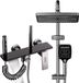 Unyqoos® Complete doucheset met grote, vierkante regendouche en handdouche met 3 functies, 130 cm roestvrijstalen douchestang, messingventiel, zwart-titaniumgrijs
