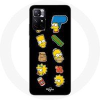 Hoesje Redmi Note 11 5G The Simpsons stickers zwarte achtergrond