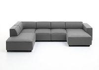 Atlantic Home Collection BULKY woonlandschap hoekbank, Récamière links, stof, lichtgrijs, 195 x 324 x 70 cm