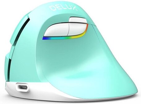 Delux M618 Mini - Mintgroen - Draadloze Ergonomische Muis (2.4GHz + Bluetooth) - Oplaadbaar