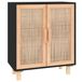 vidaXL Dressoir zwart, 60x30x70 cm, massief grenenhout en natuurlijk riet
