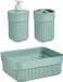 Berilo Badkamer accessoires set 3-delig pastel mintgroen van kunststof - Mandje - Zeeppompje - Tandenborstelbeker