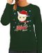 Bellatio Decorations Foute Kersttrui - Merry Miauw Christmas - Kat / Poes - Groen - Dames L