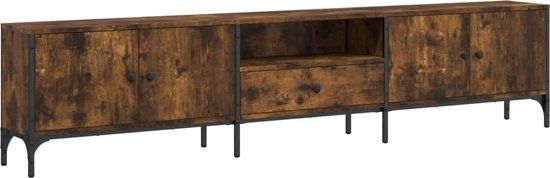 vidaXL Tv-meubel met lade 200x25x44 cm bewerkt hout gerookt eikenkleur