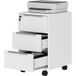 Bureau blanc caisson 40x40x63,5 cm, 3 tiroirs avec serrure, à roulettes pour dossiers