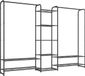 SONGMICS Garderobekast, Open Kledingrek met Planken, Vrijstaand | Stalen Kledingstang, 29 x 182,4 x 158,4 cm, Noir Mat, PATAYE Collectie LGR463B01