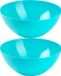Plasticforte Serveerschaal/saladeschaal - 2x stuks - D23 x H10 cm - kunststof - blauw