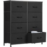 Sweetcrispy Commode voor slaapkamer, brede ladekast, 8 stoffen laden met handgrepen