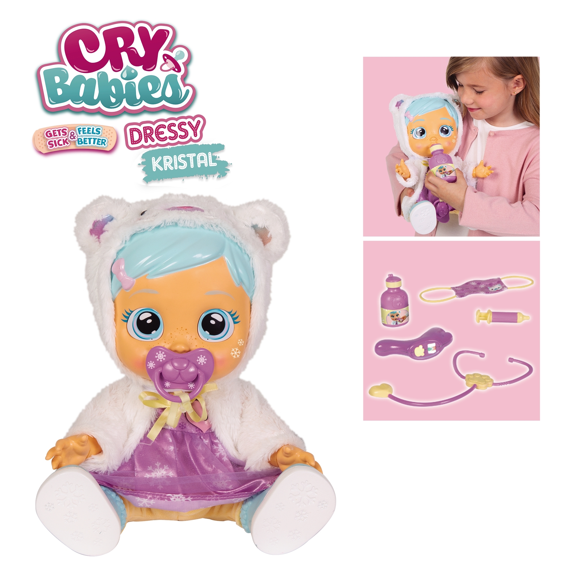 iMC Toys Cry Babies Dressy Kristal Malatina