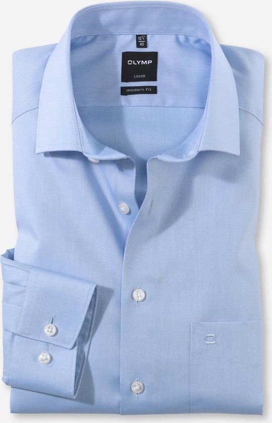 OLYMP Luxor Modern Fit Overhemd - Lichtblauw Twill - Maat 40