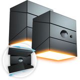FlinQ Solar TwistCube 2-pack - Transformeerbaar in 4 vormen - Solar Wandlamp Buiten