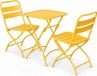 Ensemble bistro pliable - Meubles de jardin - 3 pièces - Table et 2 chaises en métal - Revêtement en poudre - Jaune sable