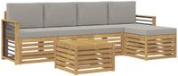 vidaXL - Bank loungeset - 5 zitplekken - Polyester - Wit en lichtgrijs