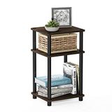 Furinno Just 3-Tier Turn-N-Tube bijzettafel, bijzettafel, nachtkastje, Columbia walnoot/zwart