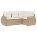 vidaXL 5-delige Loungeset met Kussens, Poly Rattan, Beige