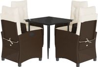 vidaXL 5-delige Tuinset met Kussens Poly Rattan Bruin