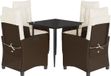 vidaXL 5-delige Tuinset met Kussens Poly Rattan Bruin