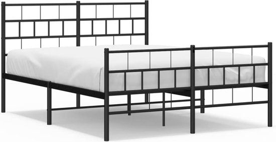 vidaXL Bedframe met hoofd- en voeteneinde metaal zwart 140x200 cm