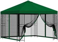 vidaXL Tuinpaviljoen met zijwanden, 3 x 3 meter, groen, Polyester en Staal