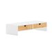 SoBuy BBF02-WN Monitorstandaard Computerstandaard Bureau-organizer met 2 Laden - 47x11x18cm (Wit-Natuur)