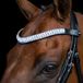 Imperial Riding Hoofdband IRH Maxima, leren hoofdband met glazen strass-steentjes en stiftsluiting, lichtblauw-blauw, pony