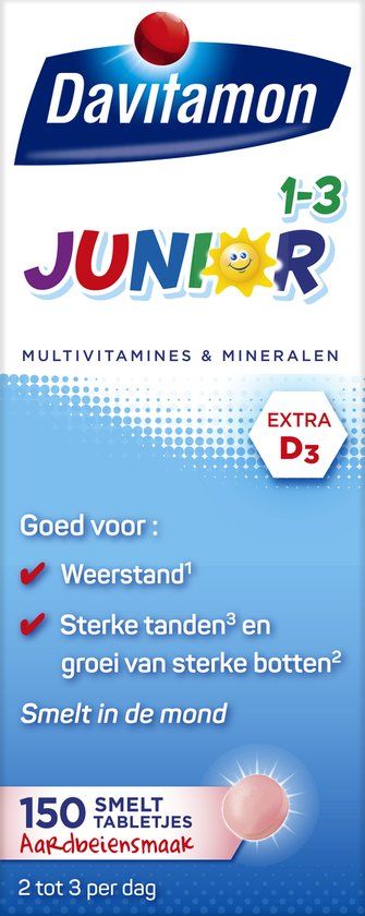 Davitamon Junior 1-3 jaar - Multivitamine - 150 Smelttabletten - Aardbei