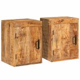 vidaXL Nachtkastje 2 stuks Bruin Massief Mangohout 35 x 33 x 48 cm