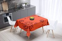 Bonamaison Tafelkleed, Anti-Mold, Sneldrogend, Waterdicht, 100% Polyester Tafellaken, Oranje Bordeaux, 140 x 140 Cm