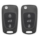 GIANTO 2 sleutelbehuizingen met sleutelbaard compatibel met Hyundai KIA Cee'd K2 K5 Lotze Magentis Optima Picanto Rio Sportage Venga L20 L30, behuizing afstandsbediening met 3 reserveknoppen (set 2