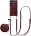 AVY Leren Hoesje geschikt voor Samsung Galaxy S25 Ultra | Met Koord en Mini Telefoontasje | Compatibel met MagSafe | Leather Case met 130CM Koord & Pouch | Long Leather | Burgundy