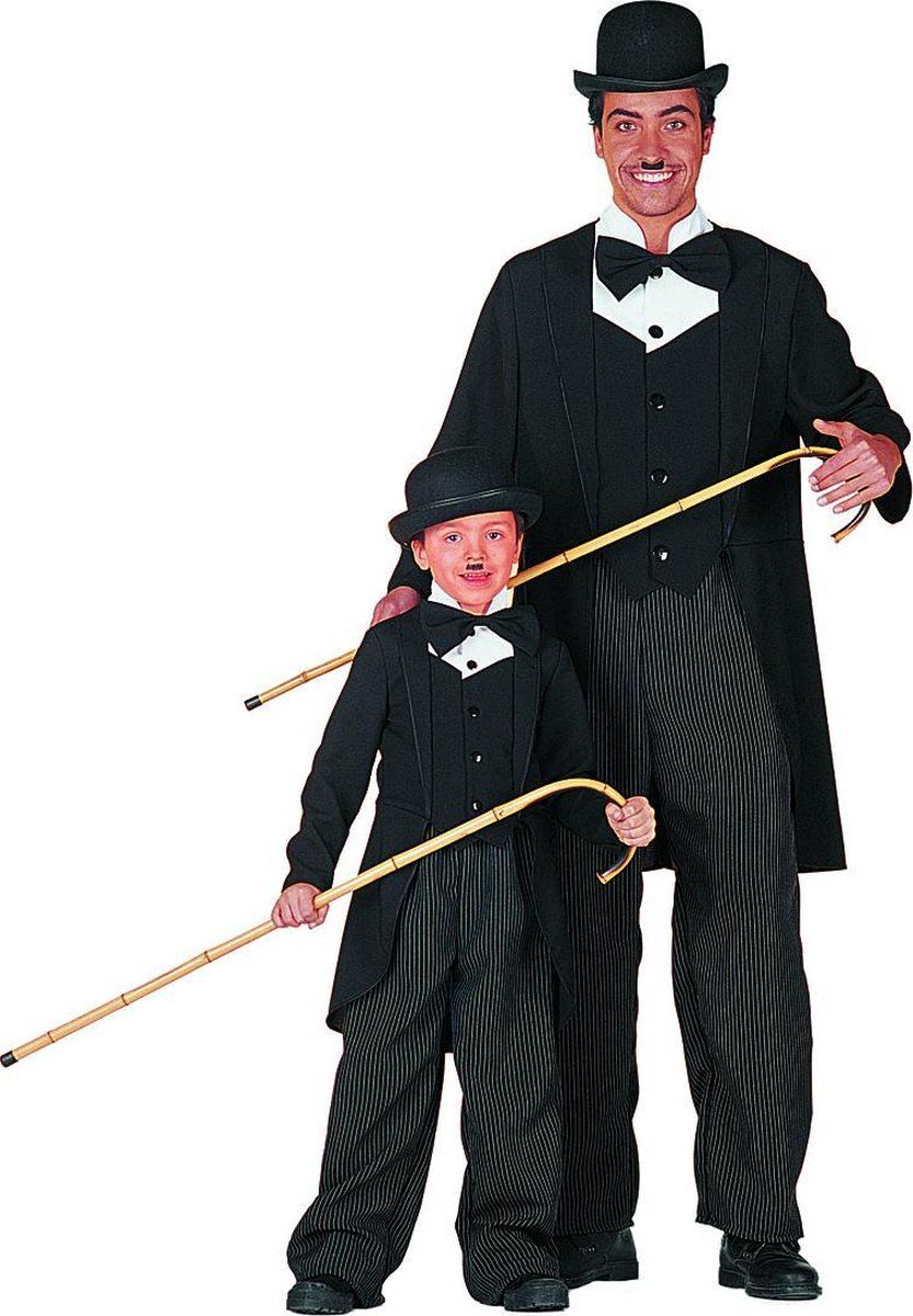 Generik Carnavalskleding Charley Chaplin Jongen Bi-stretch Maat 164 - Zwart - Polyester