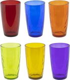 Hi Waterglazen/drinkglazen Coloris - 12x stuks - transparant/kleurenmix - 320 ml