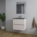Saniclass Chaci Badkamermeubelset - 60x46x55cm - keramische wastafel zwart - 1 wasbak - 1 kraangat - 2 lades - rechthoekige spiegel - mat cotton (beige)