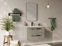 Vente-unique Meuble vasque suspendu avec poignées en aluminium - Gris - 80 cm - FELNA