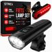 Strex Set d'éclairage de vélo USB rechargeable - Lampe de vélo LED avant et arrière - 1600 lumens