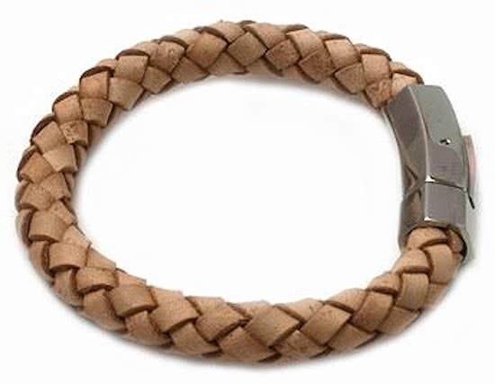 Heaven Eleven heren Armband - leer naturel 22 cm