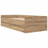 vidaXL Bedframe met lade, Artisan Eiken, 90 x 190 cm, Massief grenenhout