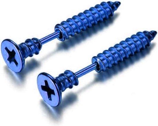 LGT JWLS LGT Jewels Schroef oorbellen Blauw