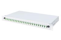 DIGITUS LWL Splitsbox – 24 koppelingen – LC-APC – OS2 – Singlemode Duplex – Met Glasvezel Splicing Cassette – Voorgemonteerd – 1HE 19 inch Rack-inbouw – Grijs