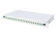 DIGITUS LWL Splitsbox – 24 koppelingen – LC-APC – OS2 – Singlemode Duplex – Met Glasvezel Splicing Cassette – Voorgemonteerd – 1HE 19 inch Rack-inbouw – Grijs