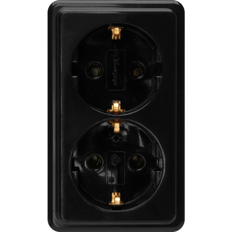 Kopp Wandcontactdoos RA dubbel opbouw Zwart