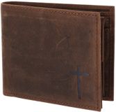 oxmox Leren portemonnee Leather RFID Protect Querscheinbörse Freedom Cross Embossed Vintage Dark Brown