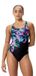Speedo Dames Badpak Placement Printed Powerback Zwart/Blauw