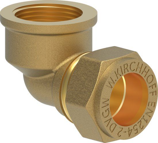 KIRCHHOFF MS knie 90°, blanco, 15 mm x 1/2"BI, knelfitting voor koperen buis