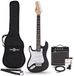 Gear4music 3/4 LA Linkshandige Elektrische Gitaar, Zwart + 10W Gitaarversterker & Accessoireset