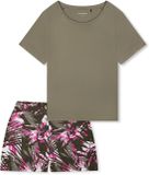 SCHIESSER - Pyjama kort - Dames - Gebloemd - Jade - 65% Modal, 35% Katoen