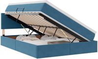 vidaXL Opbergbed met hoofdeinde, donkerblauw, 140 x 200 cm, fluweel