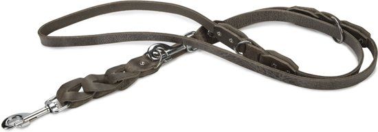 Beeztees Connex - Hondenriem - Leer - Grijs - 200cm x 18mm