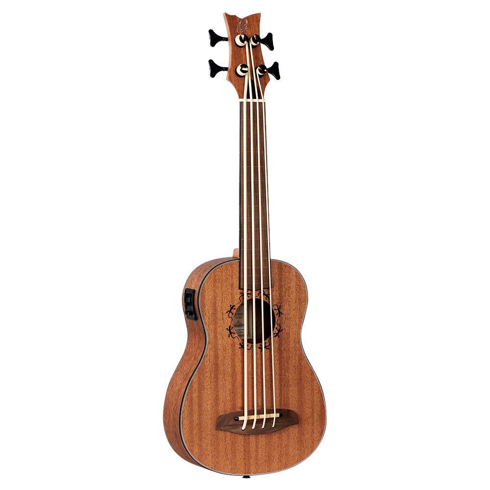 Ortega Lizard Series Short Scale Uke Bass - Natural - Fretless - w/ Gigbag