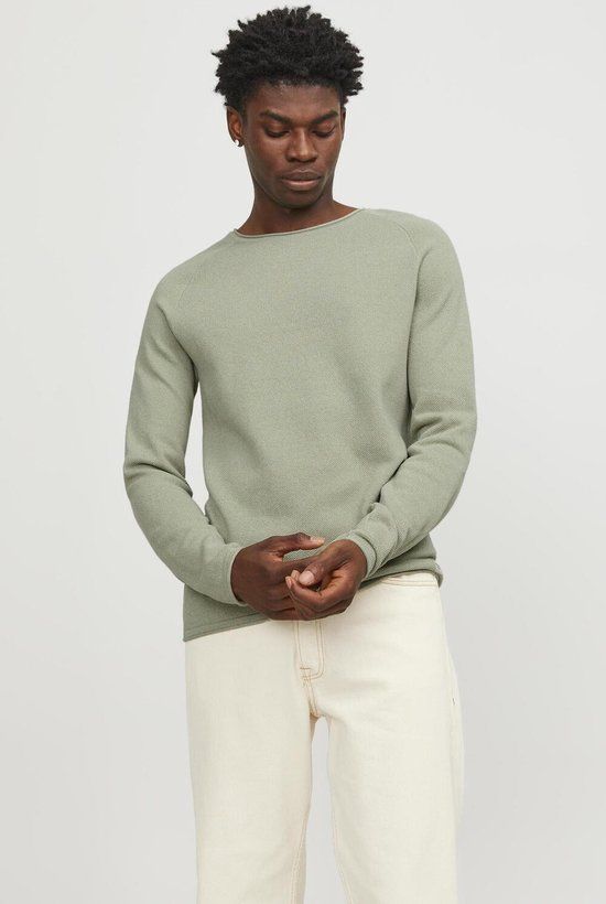 JACK & JONES Hill Knit Crew Neck Heren Trui - Saliegroen Melange - Maat S